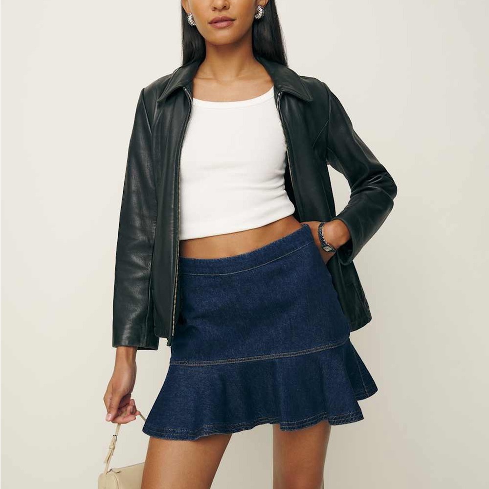 Reformation Madelyn Denim Flared Skirt - Size 28